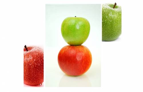 Green apple and red apple