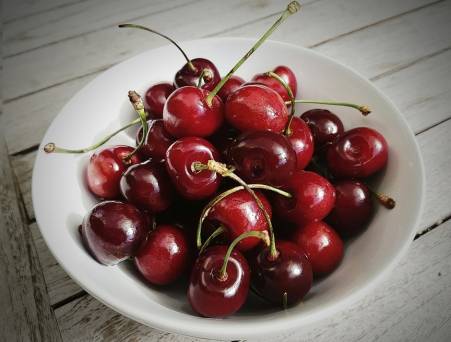 Cherry in a plate