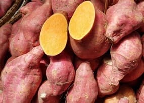 Cut sweet potatoes