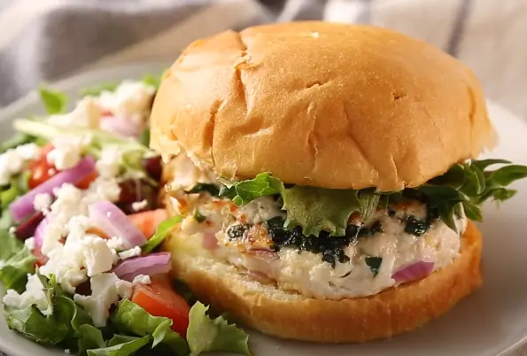 Chicken Feta Spinach Burger Recipe (Classic)