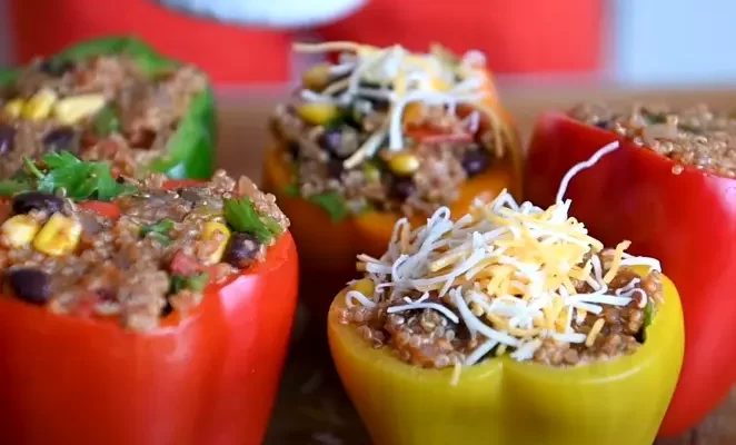 Quinoa Stuffed Bell Peppers - Whole Grain Meal